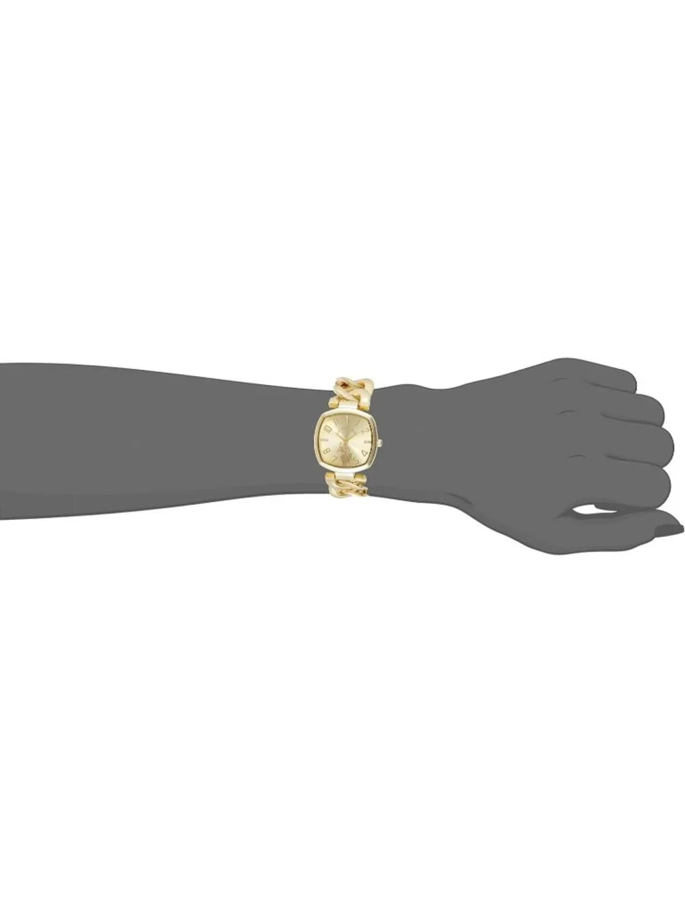 Women’s Gold Tone Chain Bracelet Square Case Rhinestone Dial Wrist Watches